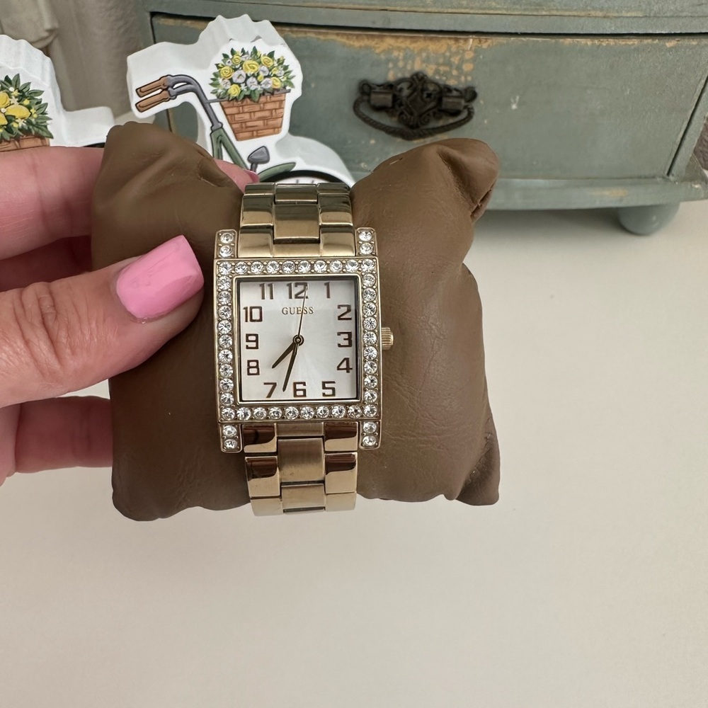 Vintage Guess Gold-Tone Watch with Crystal Accents - Picture 4 of 5